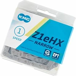 KMC Z1eHX Singlespeed Kette NARROW 1/2" X 3/32" - Silber -Cyclocross Verkaufsgeschäft kmc z1ehx narrow ept kette e bike 1 fach grau 1